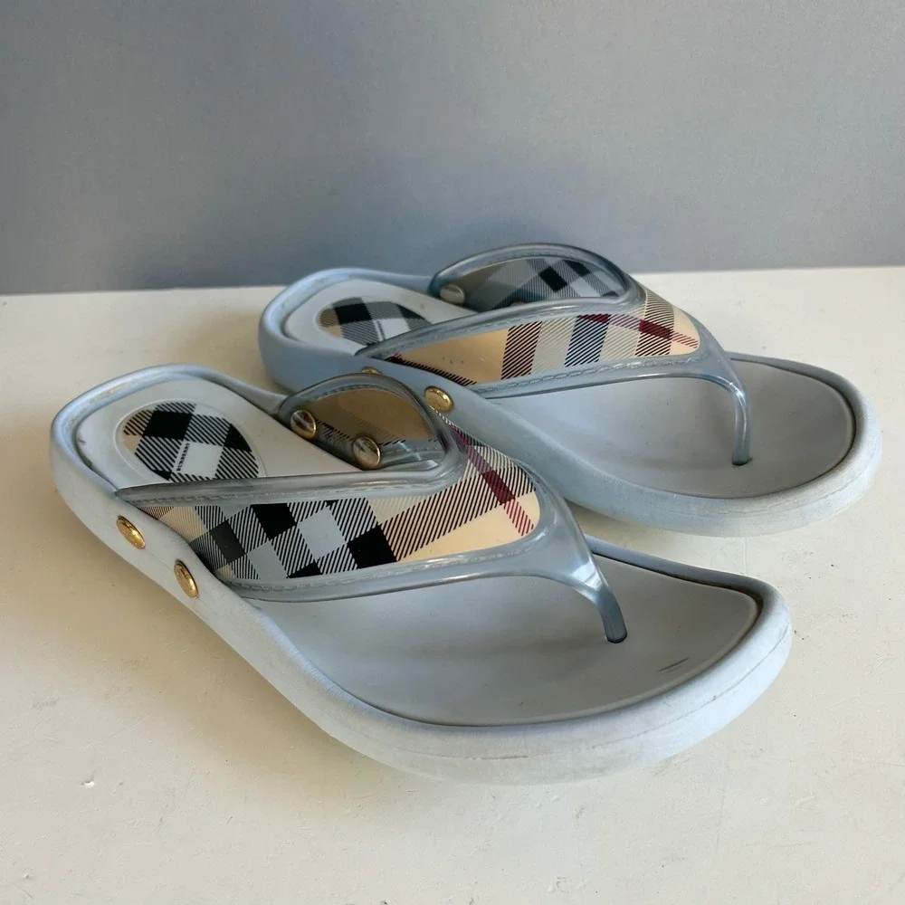 Burberry Nova Check Slides Men's 41 Jelly Thong Sandals Flip Flops Euro